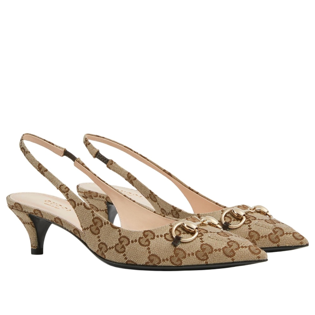 (WMNS) Gucci Horsebit Slingback Heels 'Beige Canvas' 782627-2HK80-9763 - 2