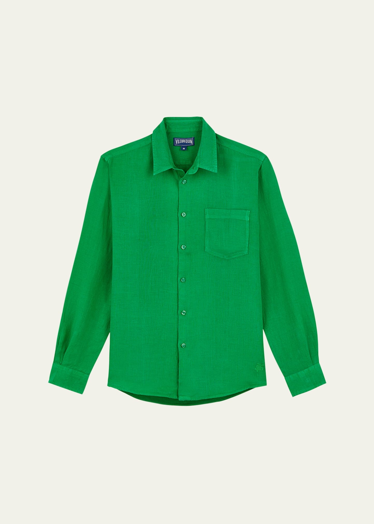 Men's Caroubis Solid Linen Sport Shirt - 1