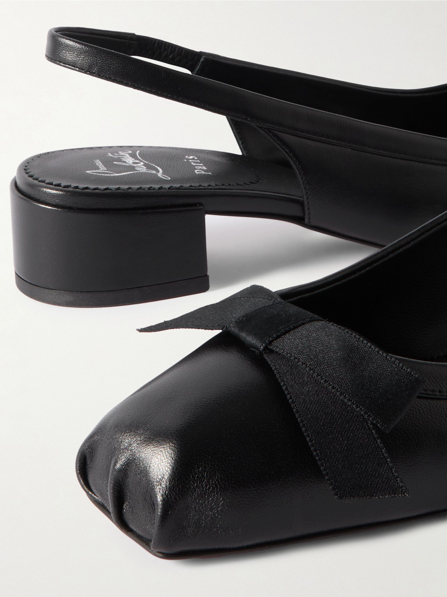 Mamaflirt 30 bow-embellished leather slingback pumps Black - 4