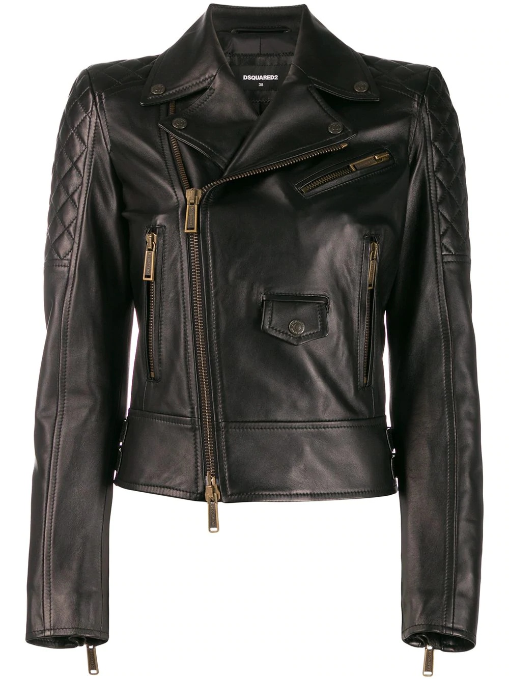 zip panelled biker jacket - 1