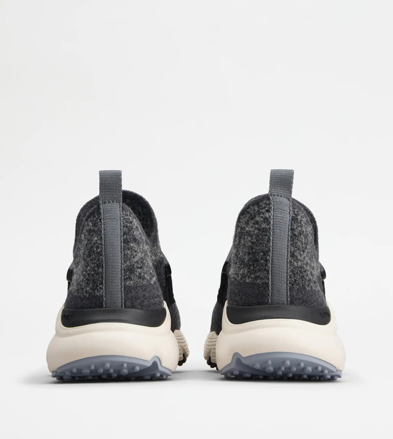 Tod's SLIP-ON SNEAKERS IN WOOL-BLEND TECHNICAL FABRIC - GREY, BLACK outlook