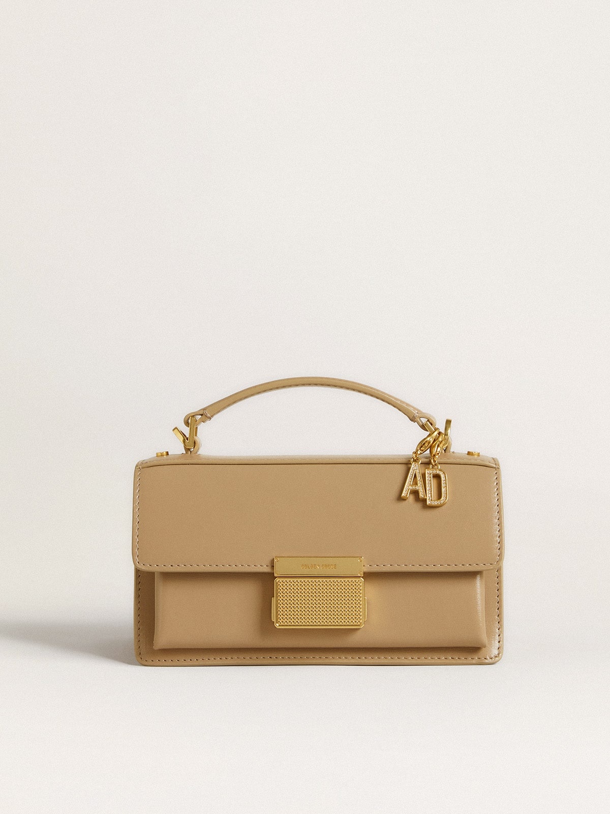 Letter A charm in gold-colored brass with crystals - 4