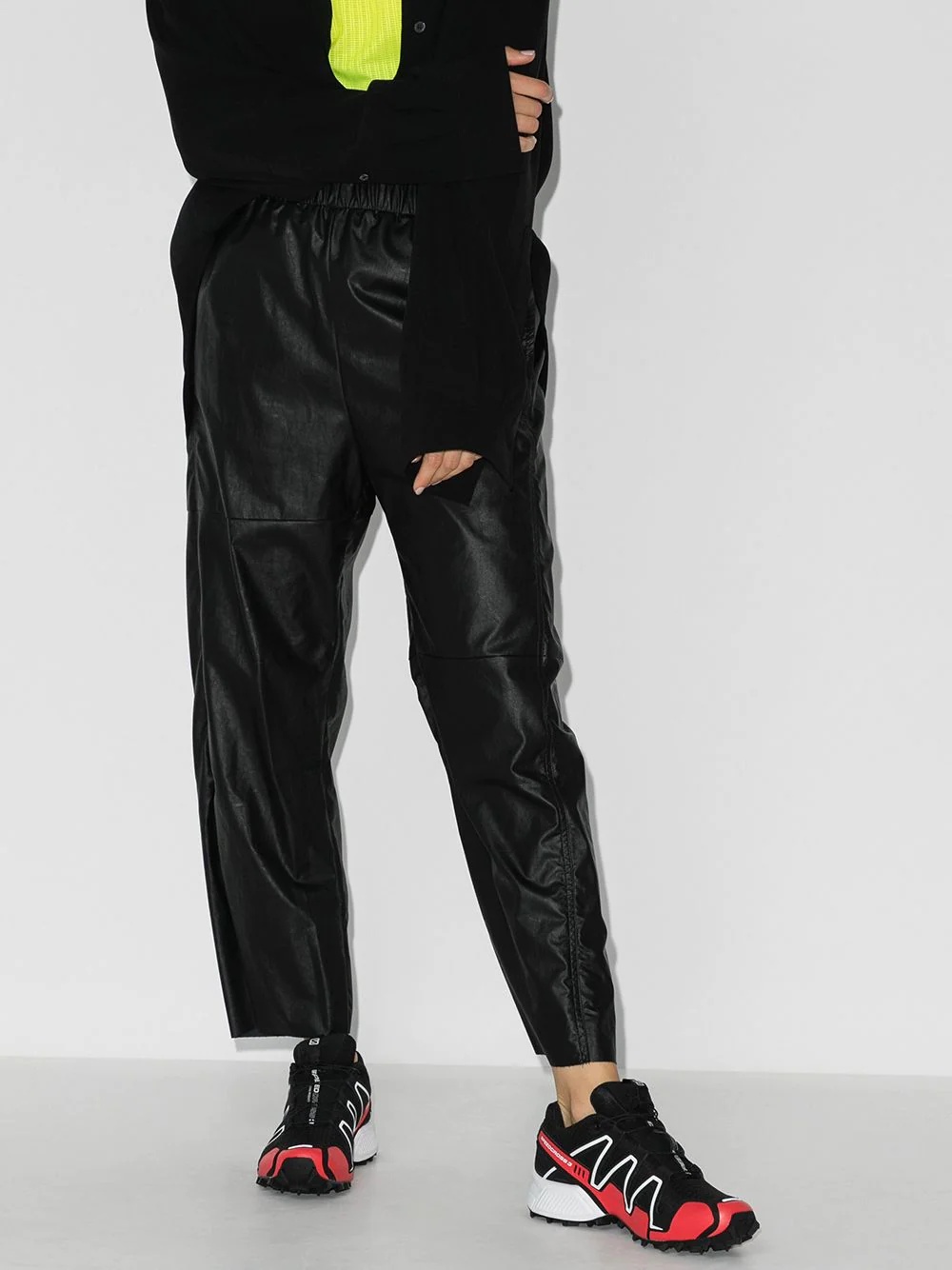 faux leather track pants - 2