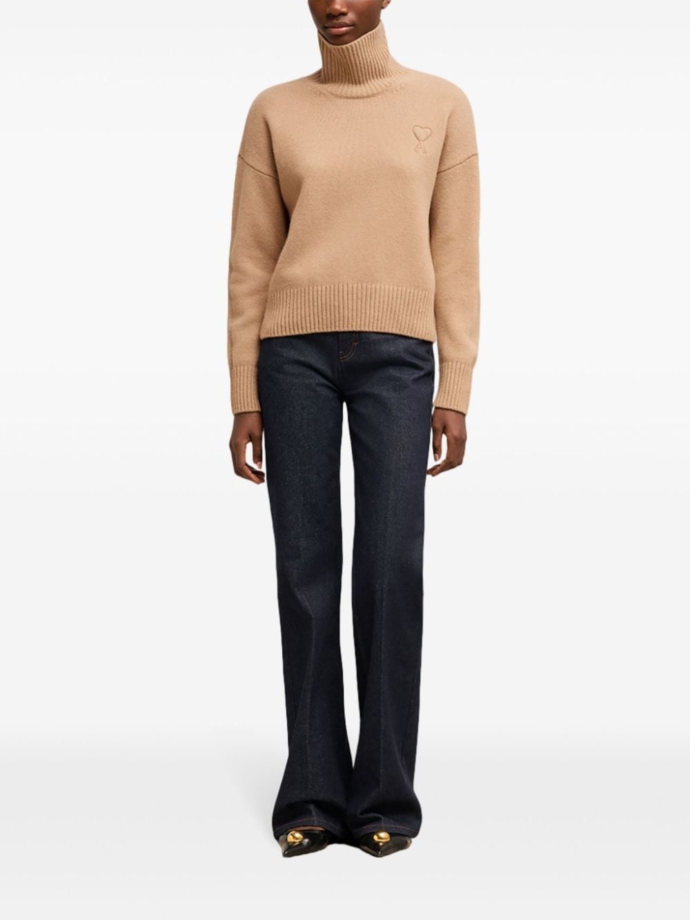 embossed Ami de Coeur roll-neck jumper - 2