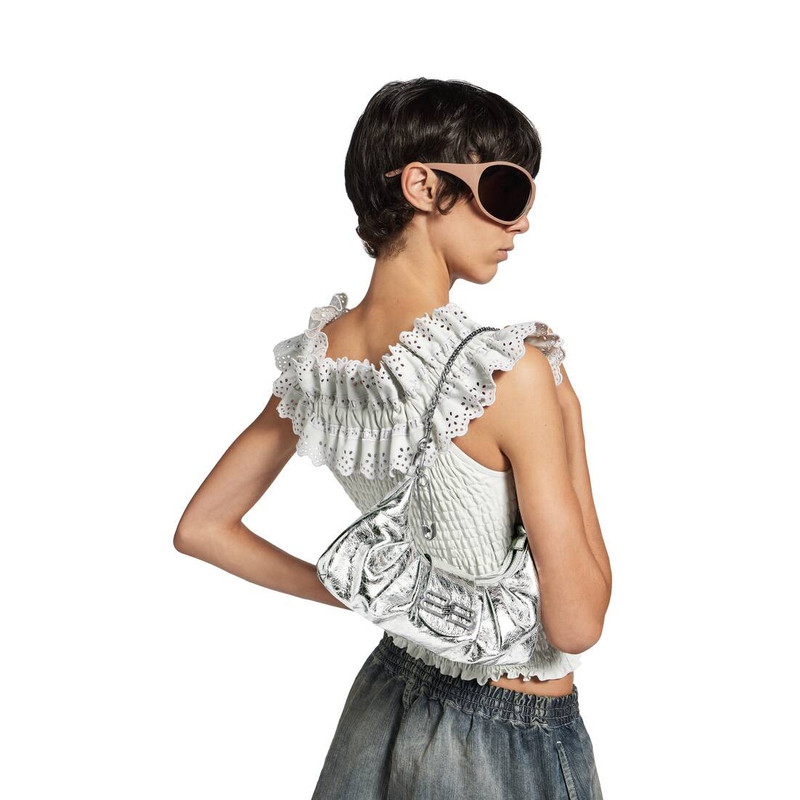 BALENCIAGA Women's Pamela Shoulder Bag Small in Silver outlook