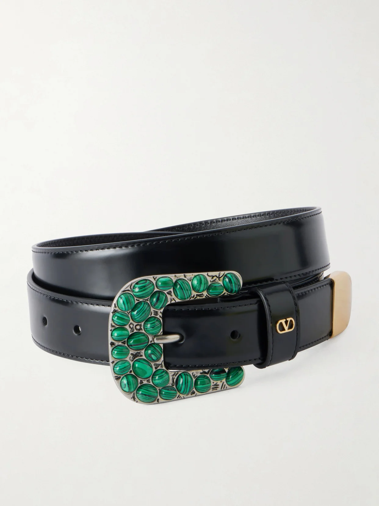 Vlogo Embellished Leather Belt - 1