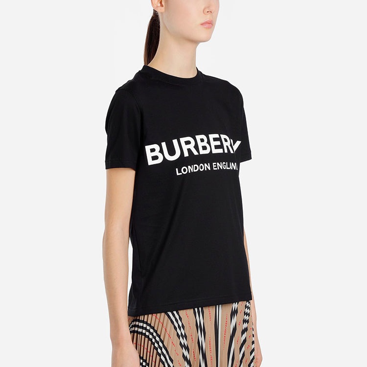 Burberry Alphabet Logo Printing Cotton Round Neck Short Sleeve Black 8011651 - 4