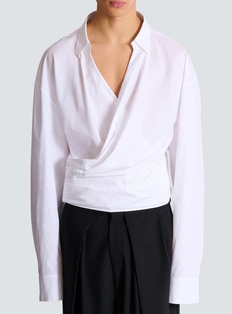 Draped cotton poplin shirt 5