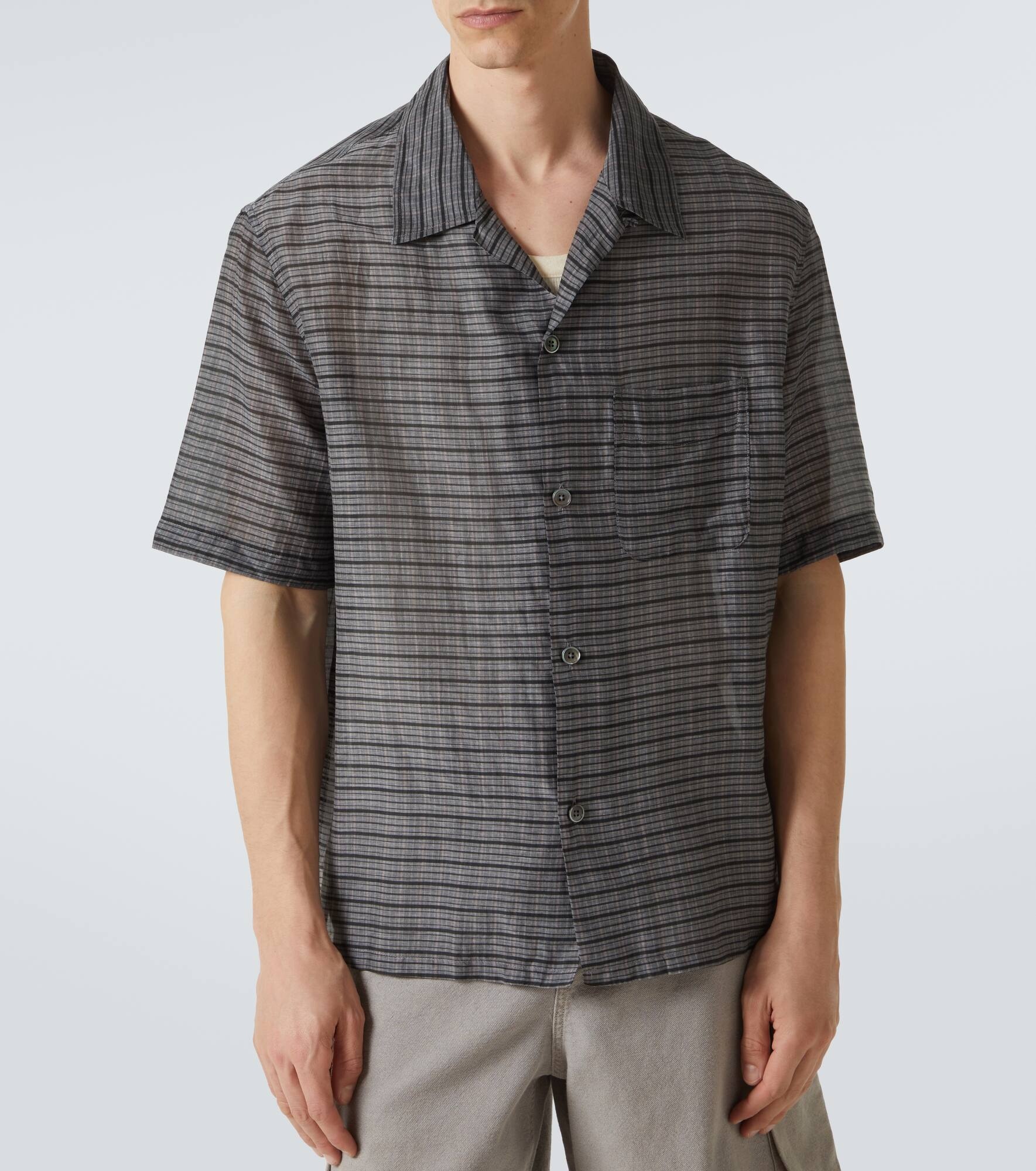 Heusen checked cotton and silk bowling shirt - 3