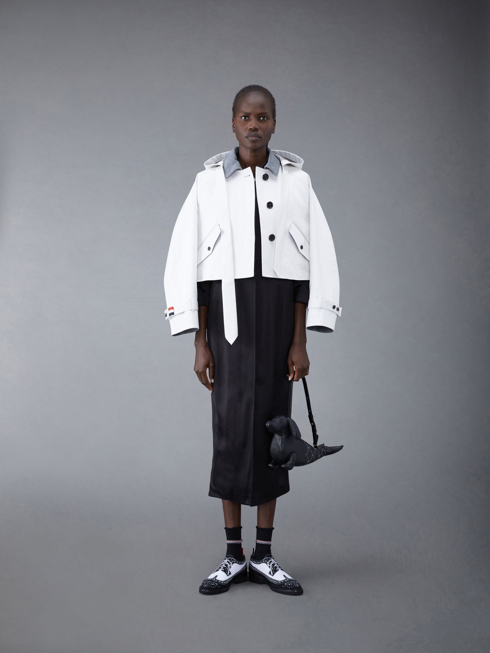 Mackintosh Removable Tie Hood Cropped Car Coat - 3