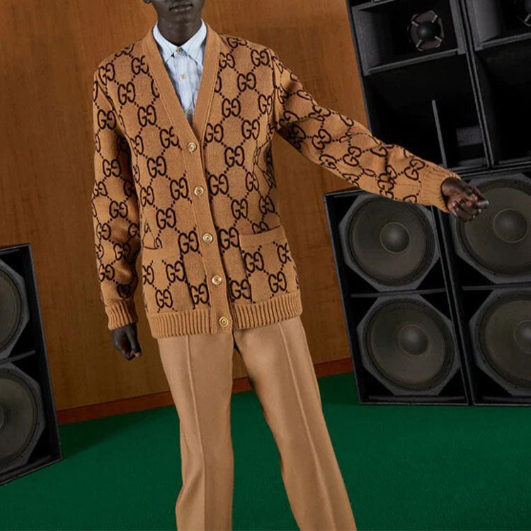 Gucci Reversible Wool Knit Cardigan 'Brown Yellow' 696576-XKCFX-2378 - 4