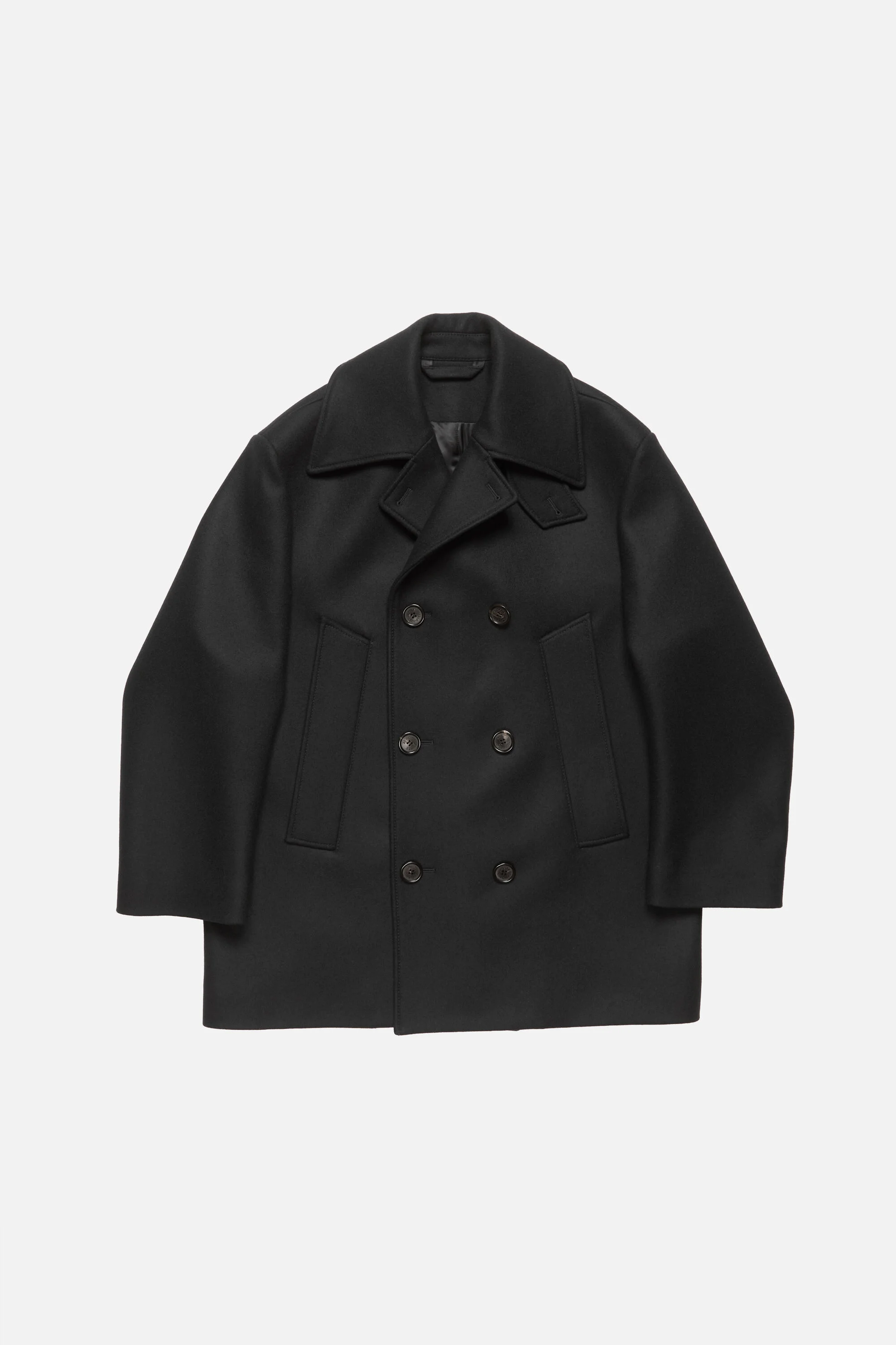 Wool peacoat - Black - 1