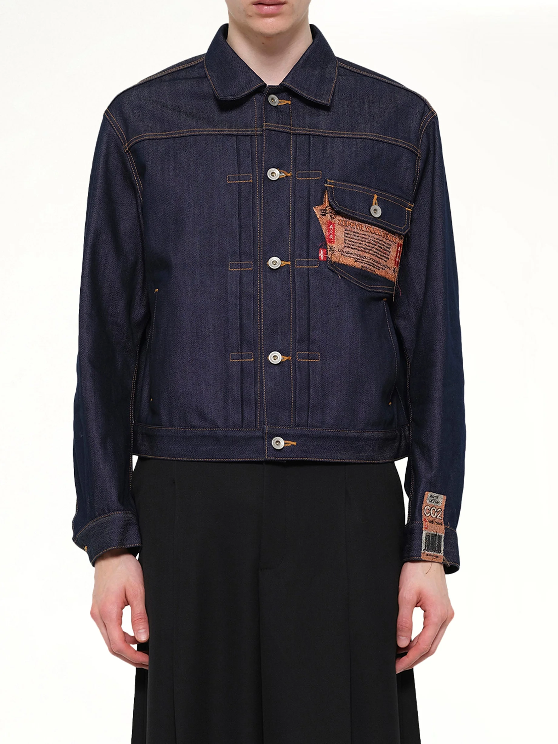 Air Yarn Raw Denim Jacket in Indigo - 1