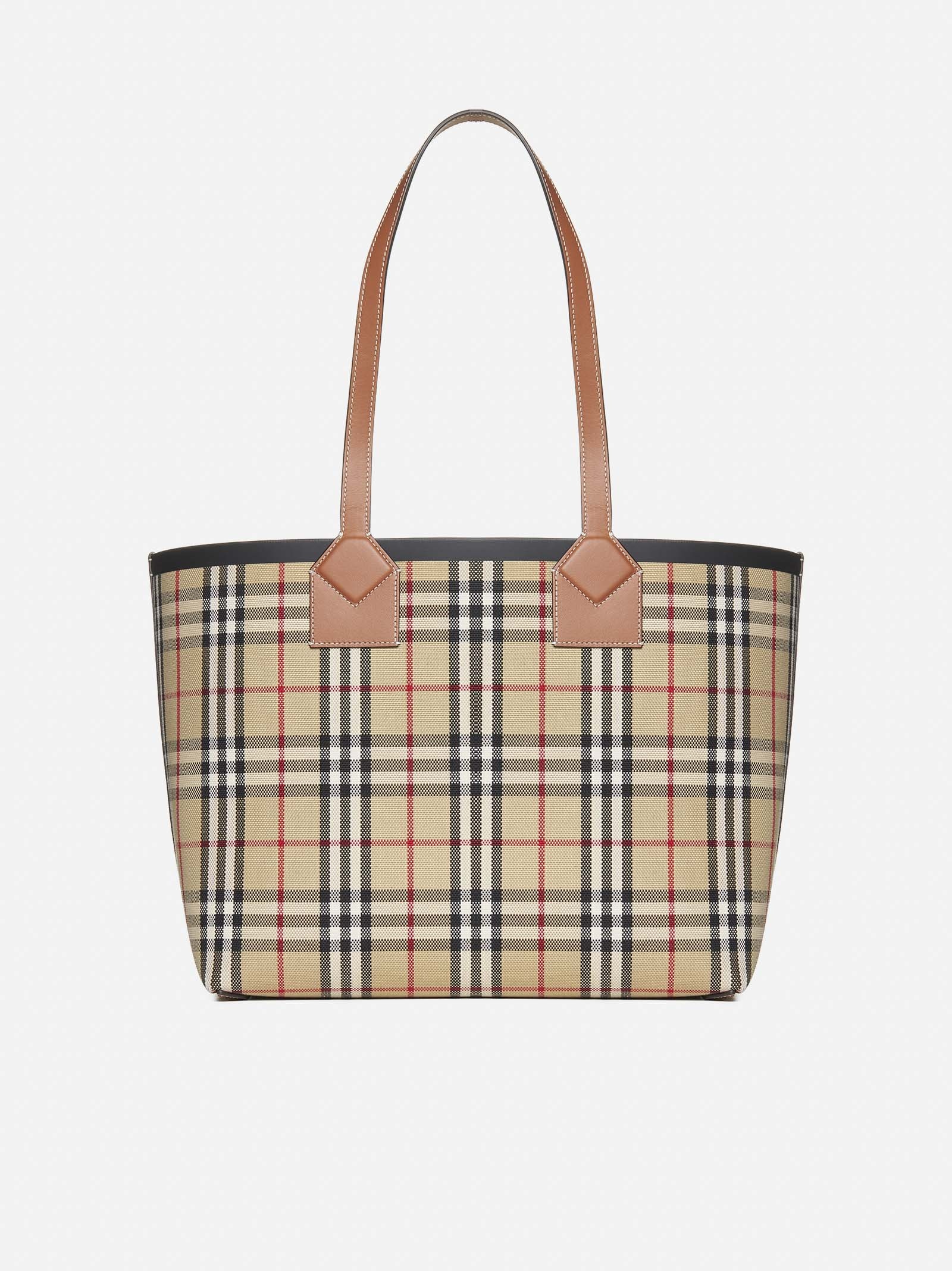 London check canvas medium tote bag - 1