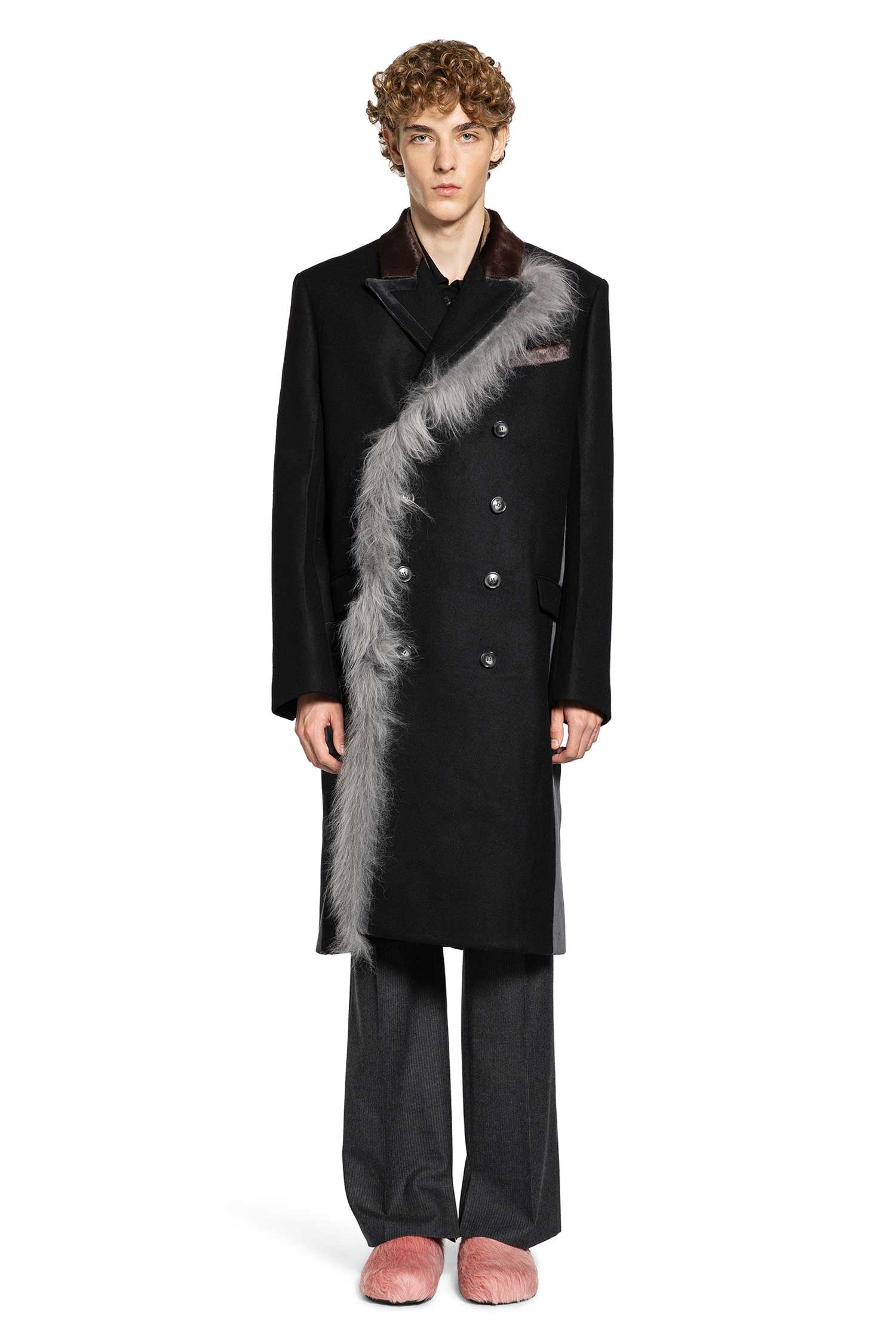 Wool Felt Coat With Fur Trim - 2