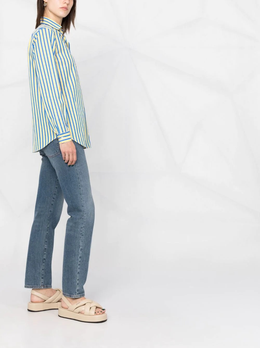 logo-print striped cotton shirt - 4