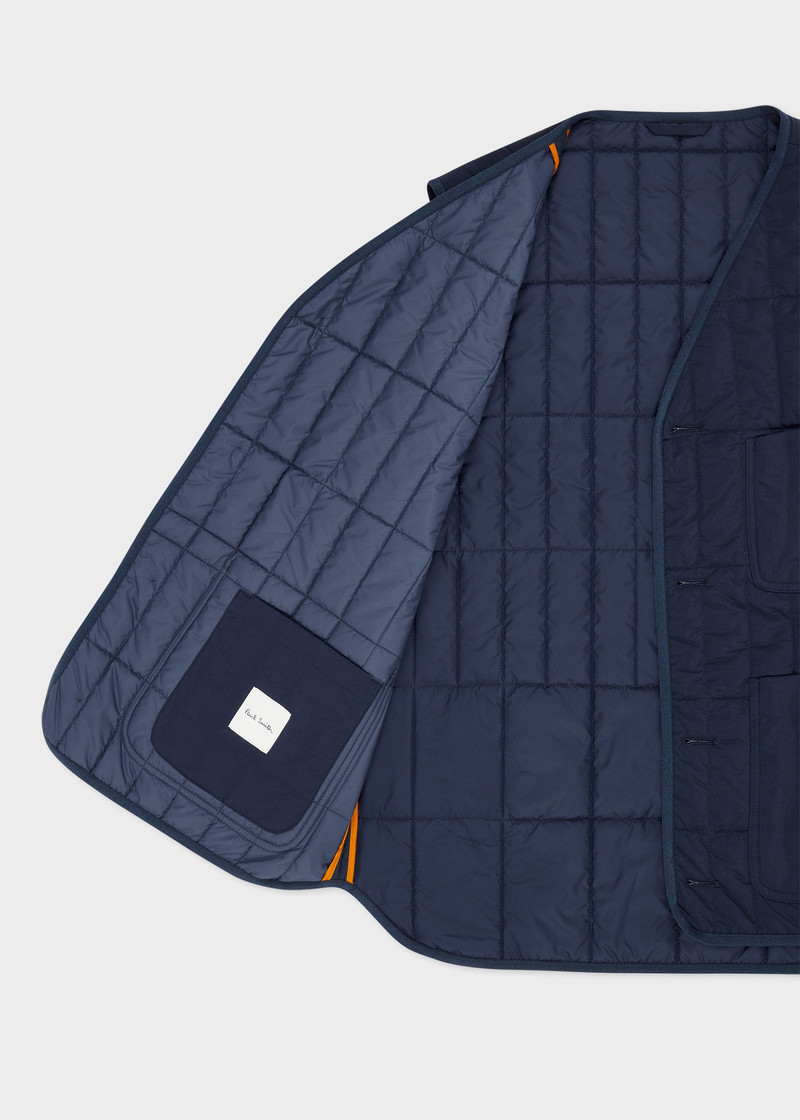 Navy Textured Nylon Quilted Gilet 4