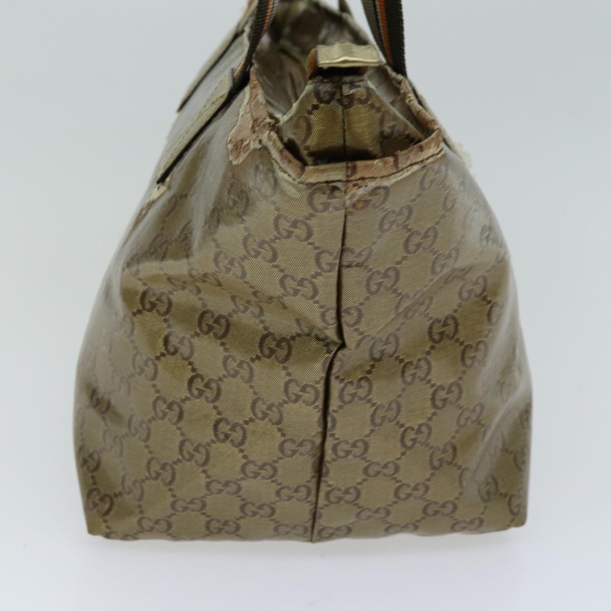 GUCCI GG Crystal Tote Bag Gold Gray Brown - 4