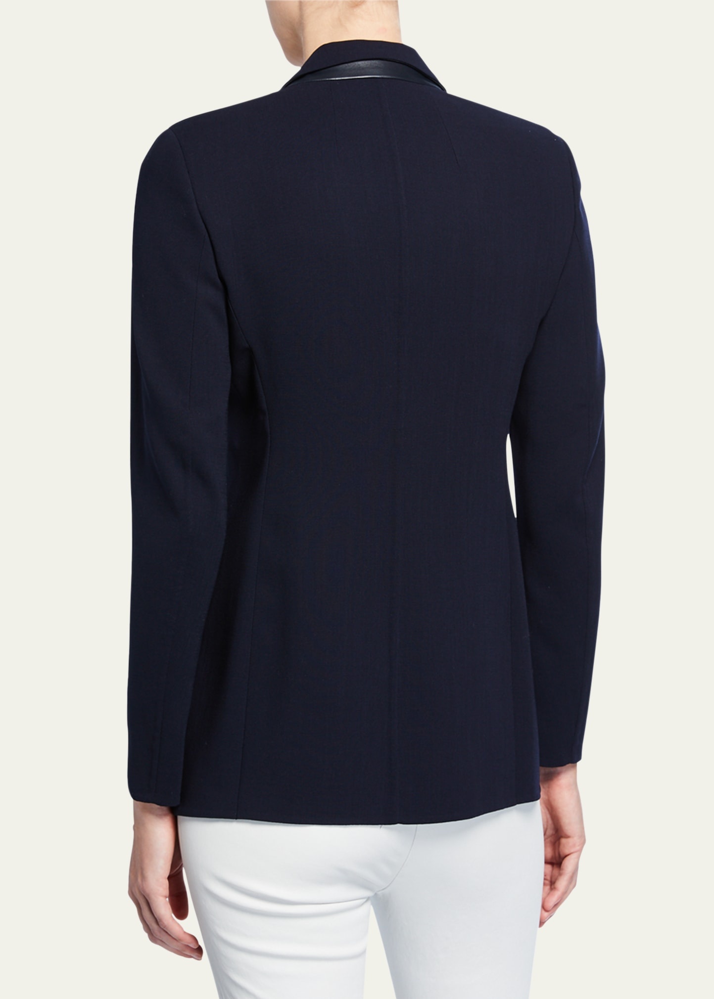 Leather-Collar Wool Jacket - 4