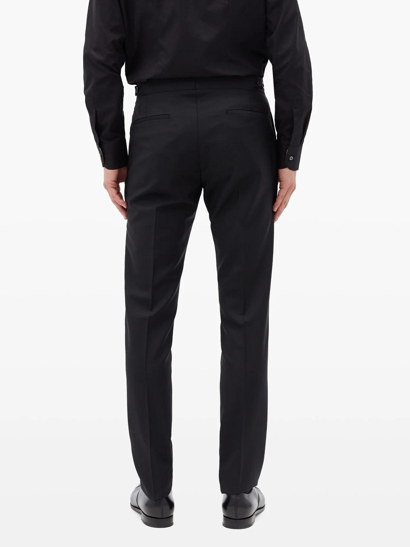 Satin-trim wool-blend tuxedo trousers - 5