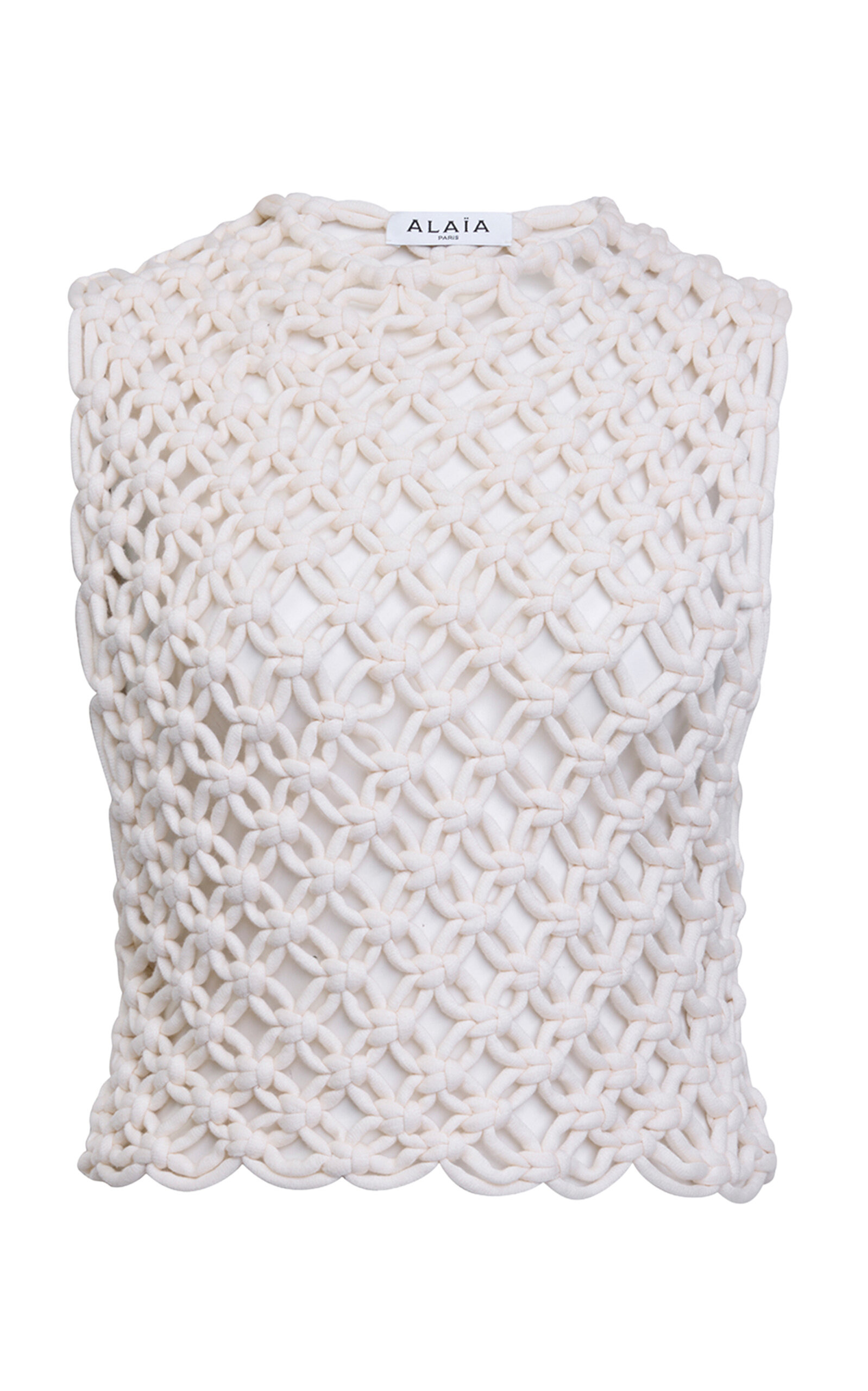 Crocheted Cotton-Blend Square Top white - 1