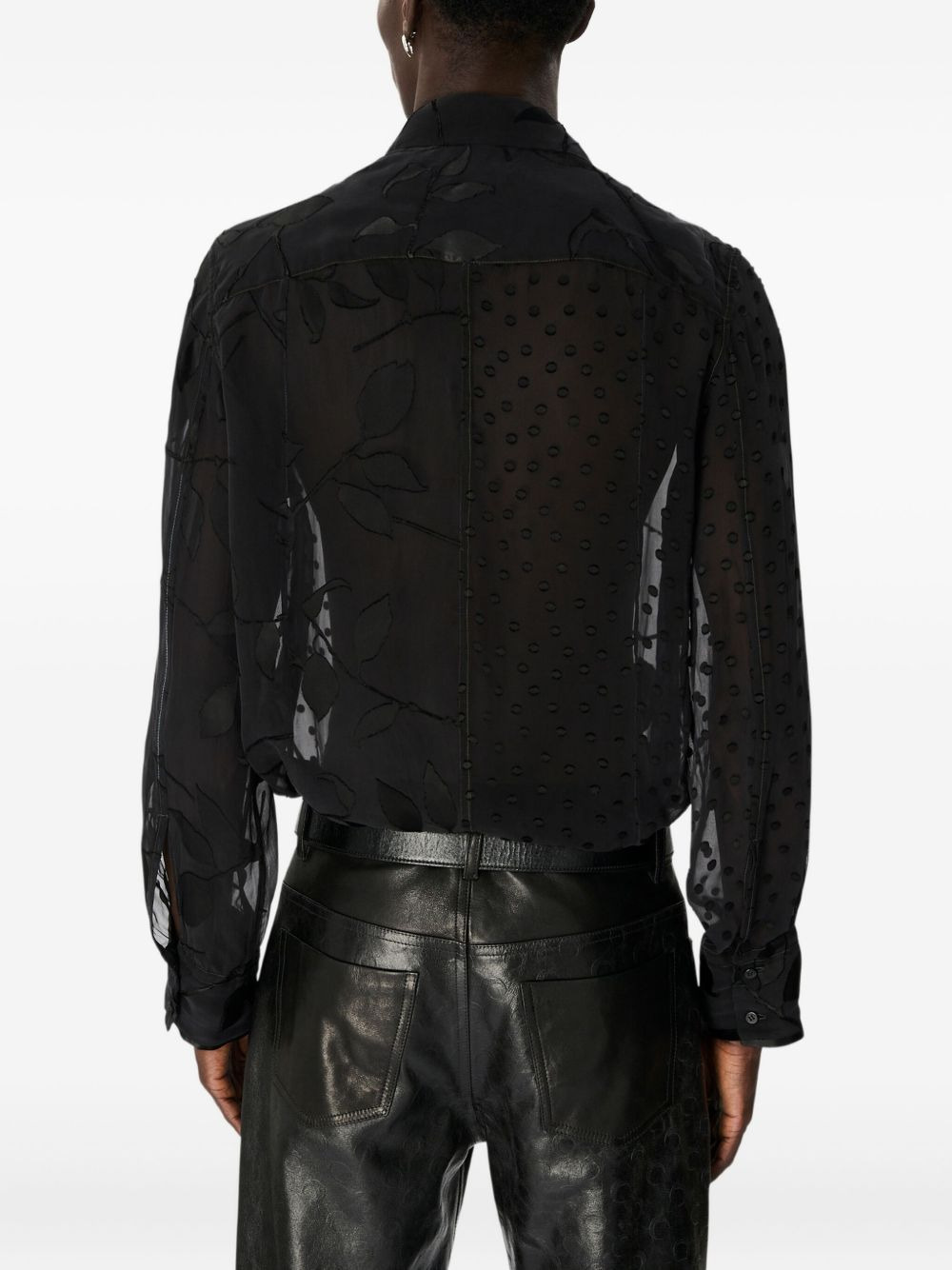 floral-appliqué silk-blend shirt - 5