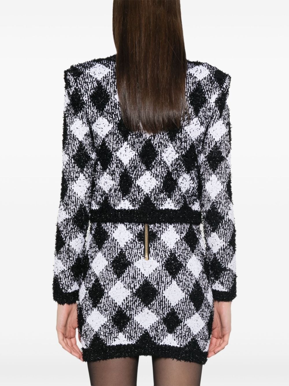 gingham tweed jacket - 4