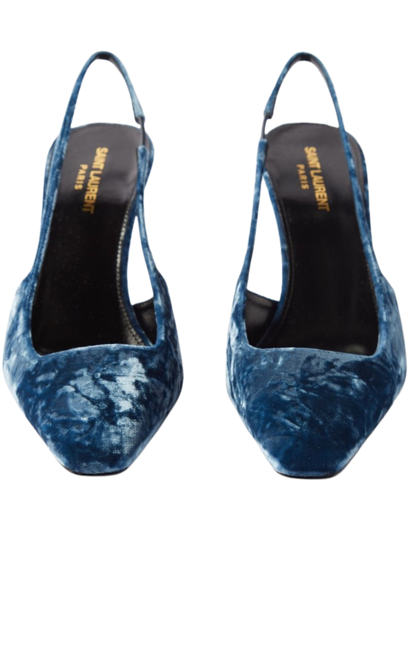 Blade 90 Velvet Slingback Pumps in Blue - 3