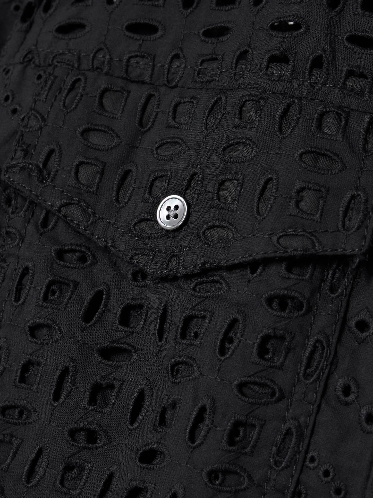 Spruce cropped broderie anglaise cotton shirt Black - 4