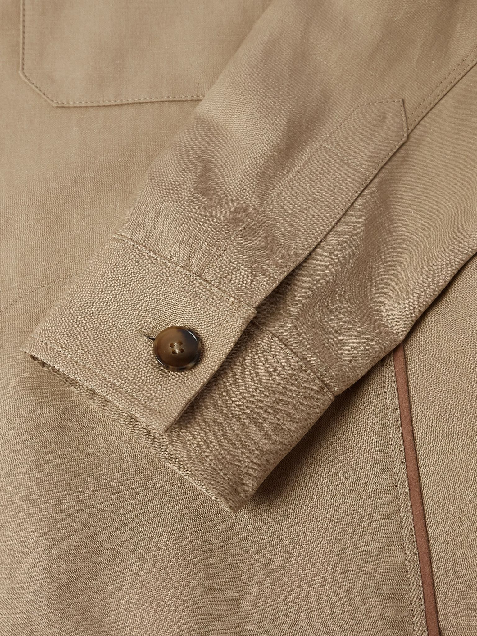 Linen and Silk-Blend Jacket Beige - 6