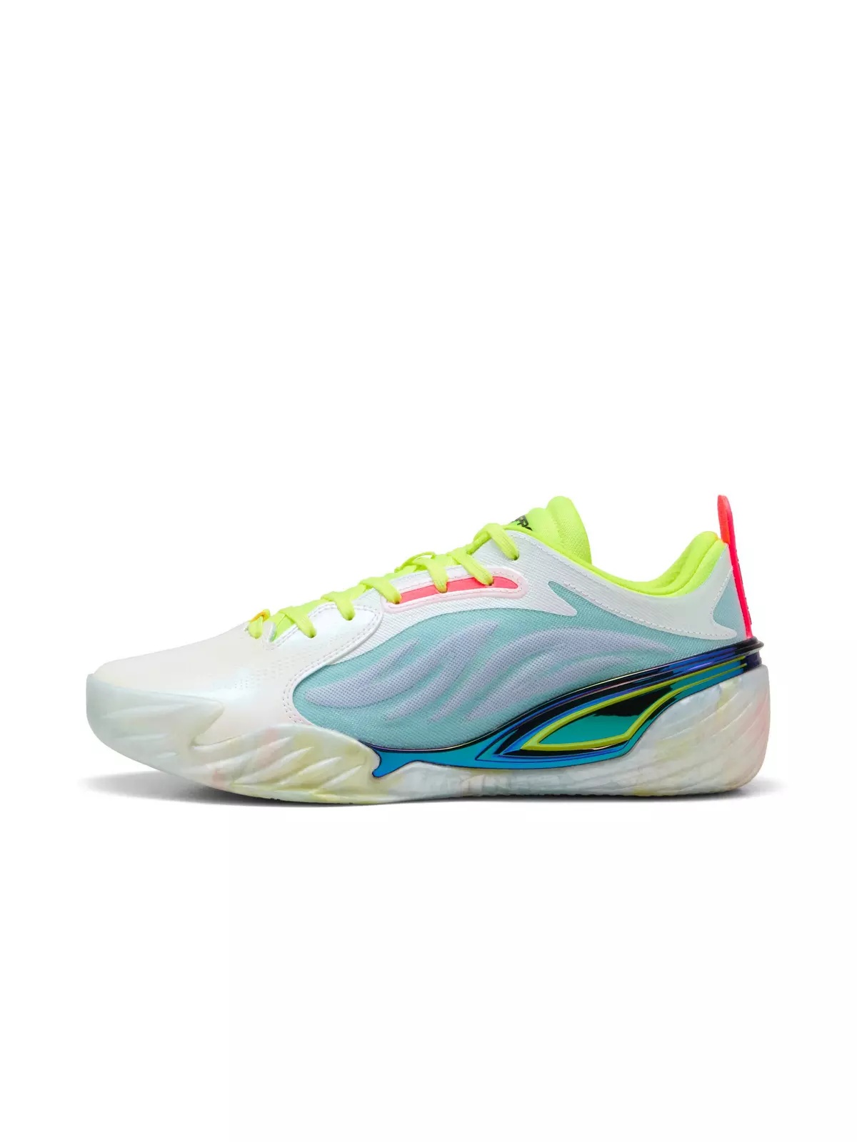 PUMA All-Pro NITRO Elite "White/Light Blue/Lime" Men's Basketball Shoe - 2