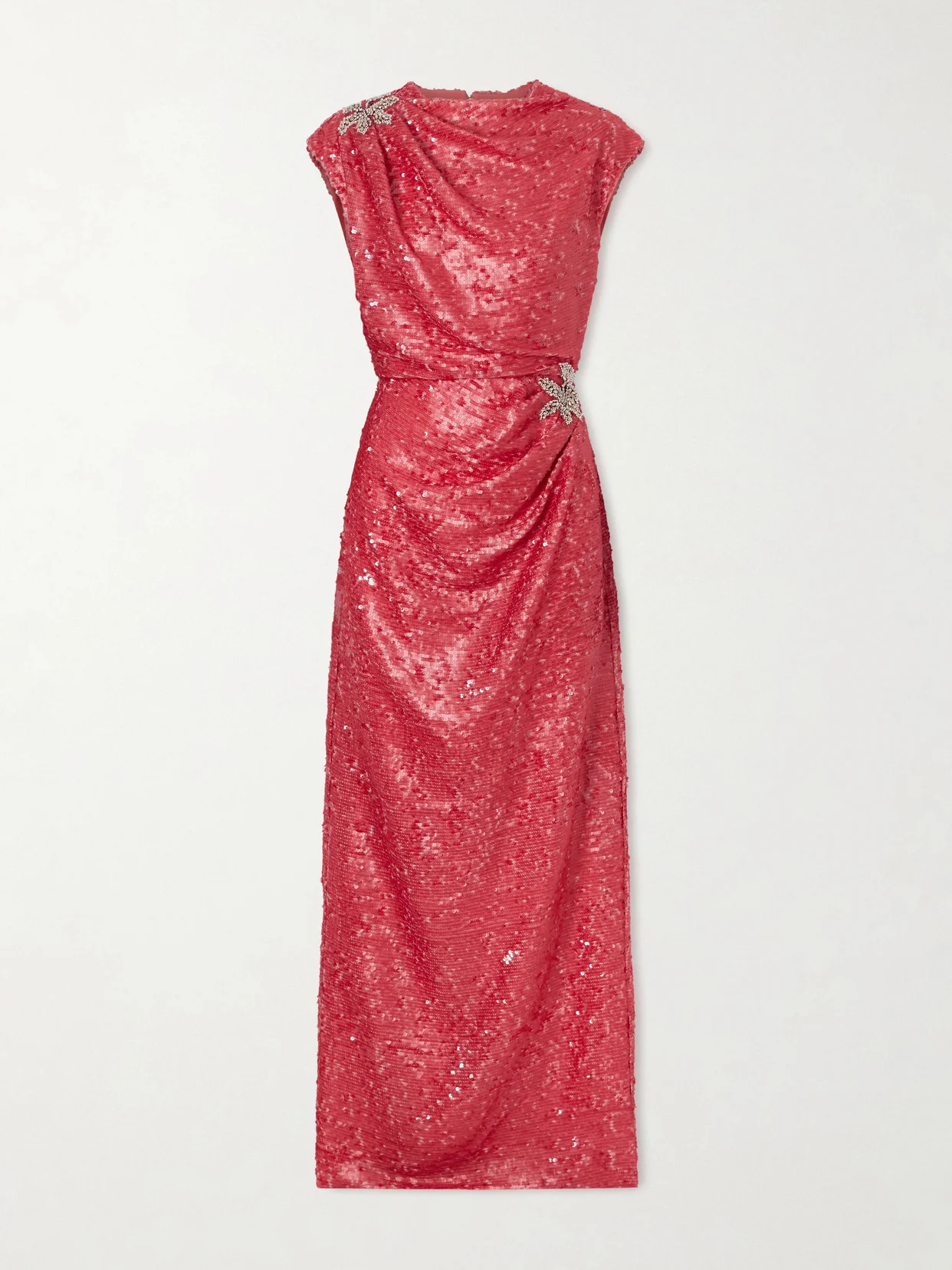 Draped Sequined Chiffon Gown - 1