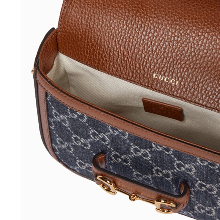 (WMNS) Gucci Horsebit 1955 Retro Shoulder Messenger Bag 'Grey Blue Brown' 658574-2KQPG-8391 - 3