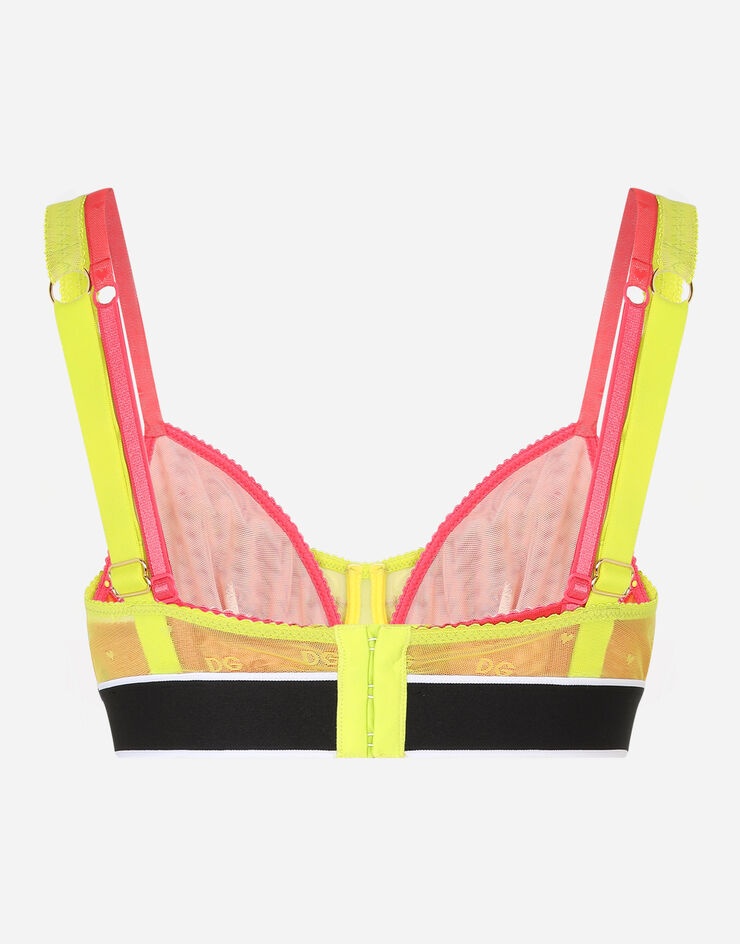 Jacquard tulle double bra with branded elastic - 3