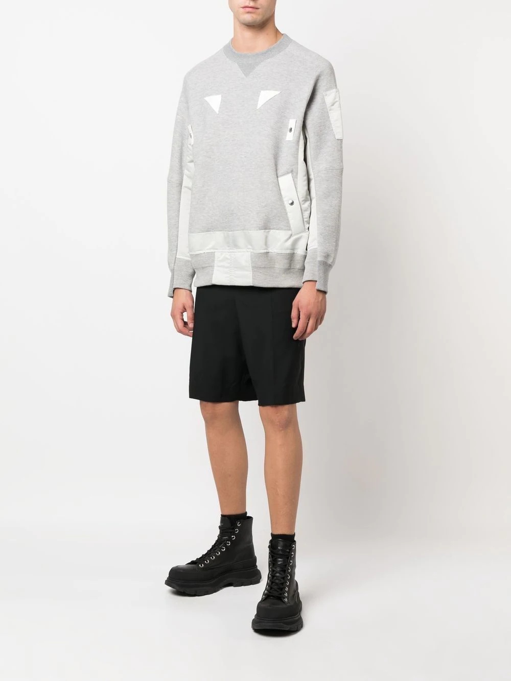 panelled crew-neck sweatshirt - 2