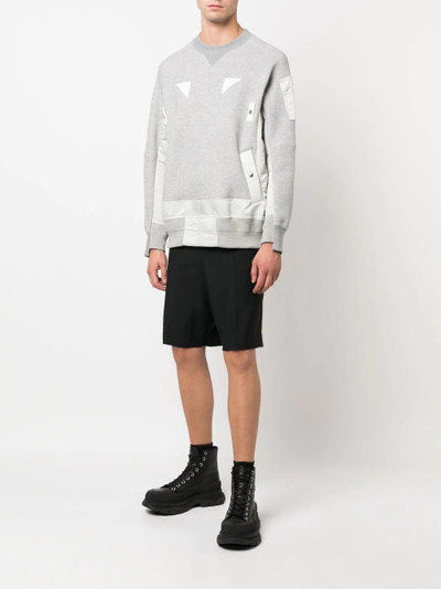 sacai panelled crew-neck sweatshirt outlook