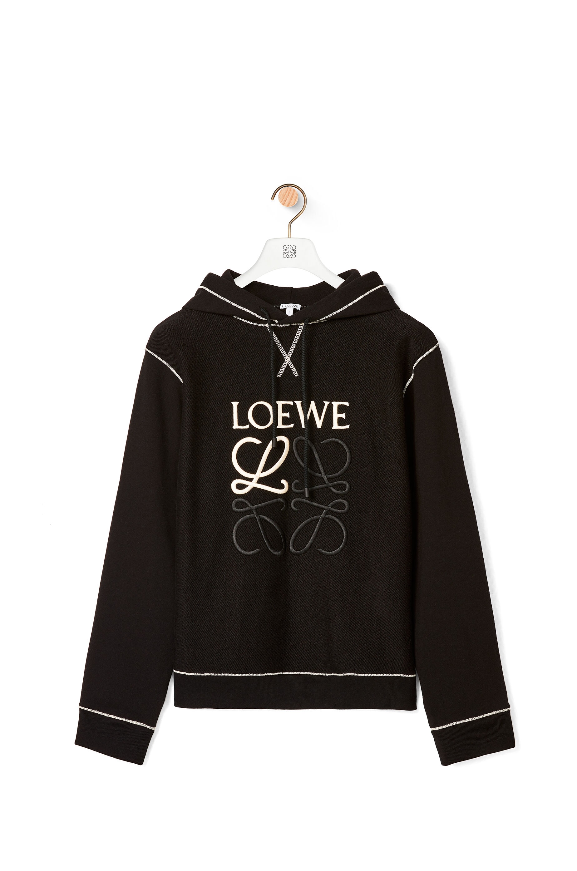 LOEWE Anagram embroidered hoodie in cotton - 1