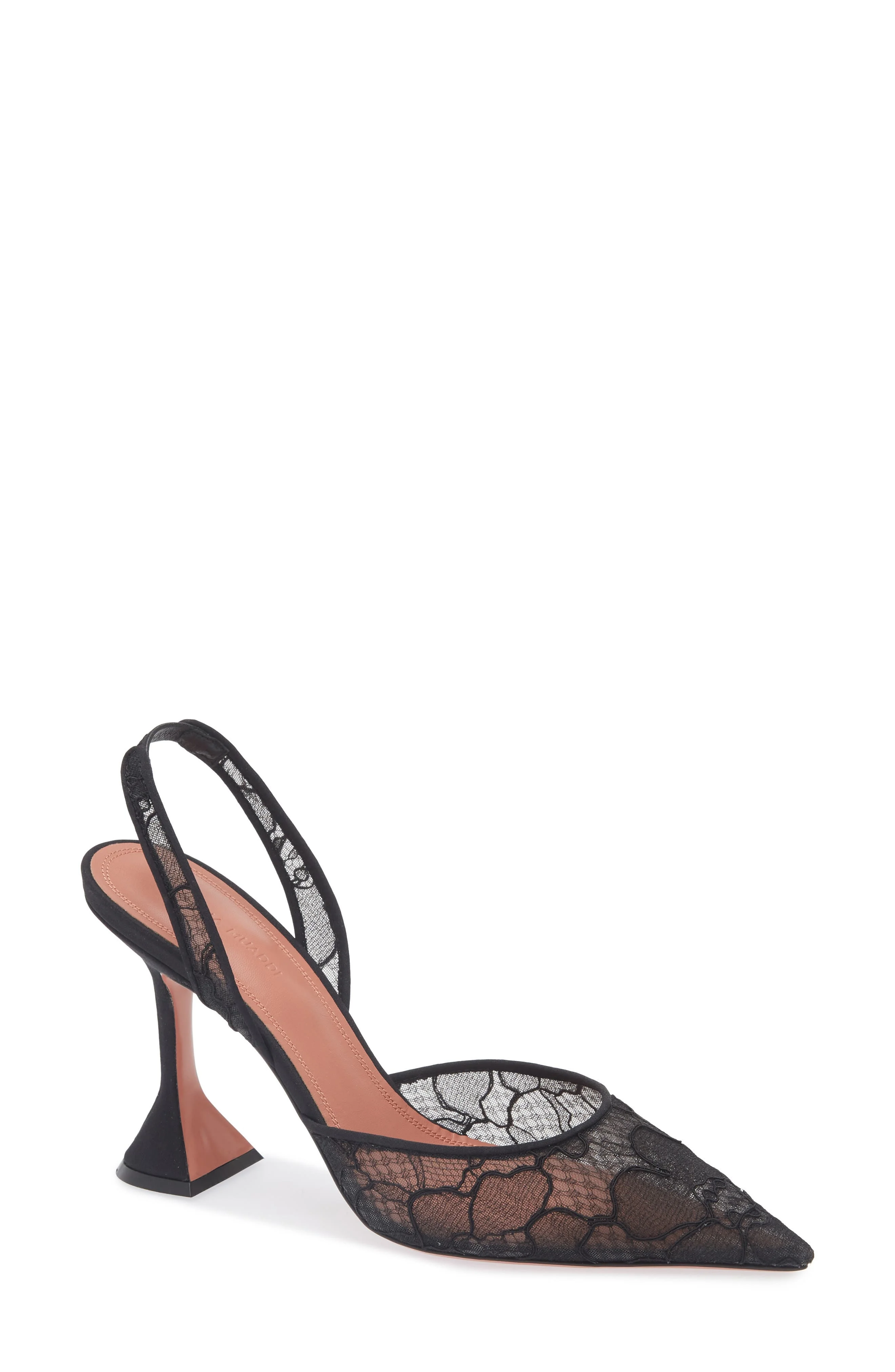 Amina Muaddi Holli Lace Slingback Pump in Black Lace at Nordstrom - 1