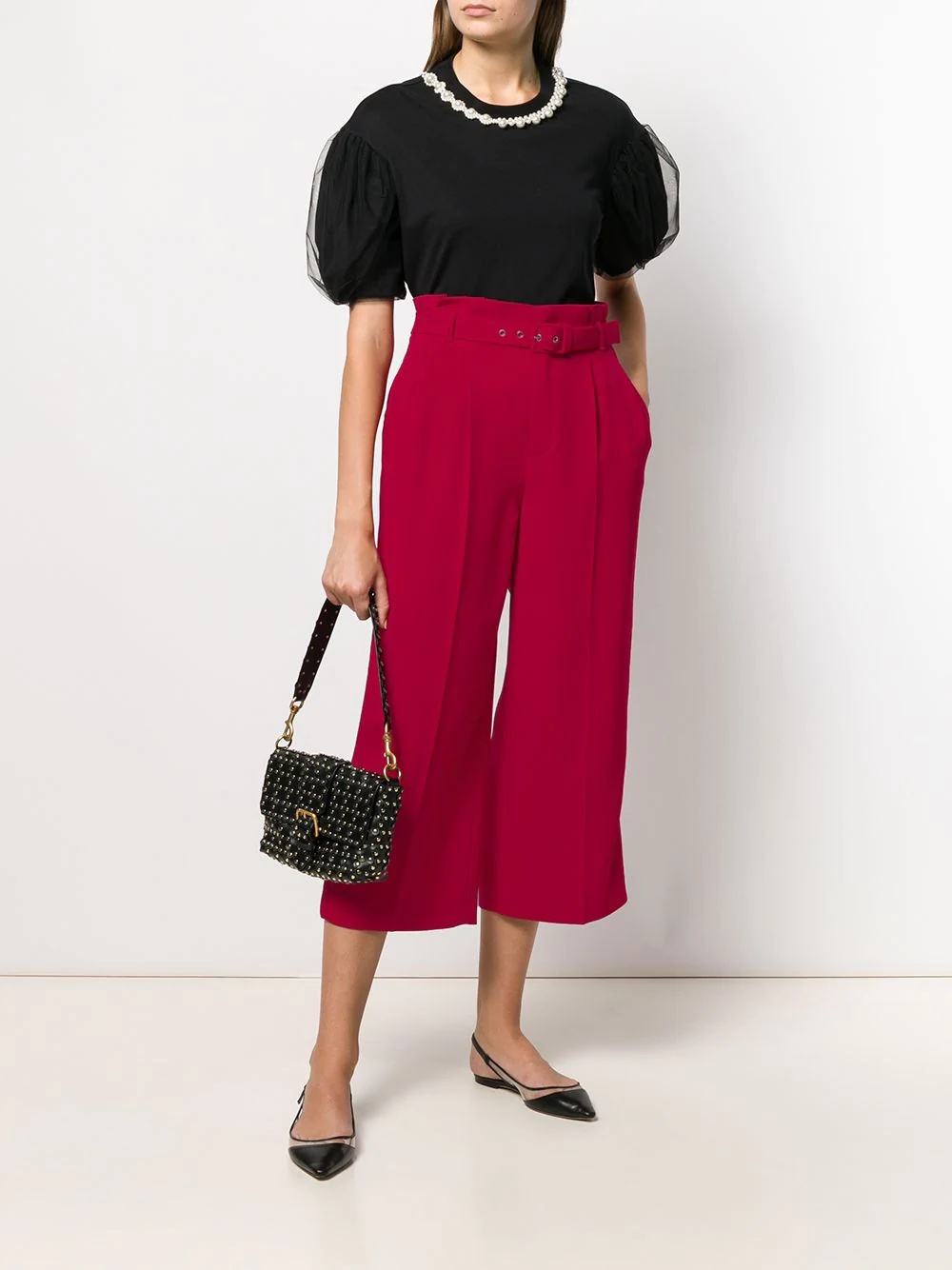 cropped paperbag trousers - 2