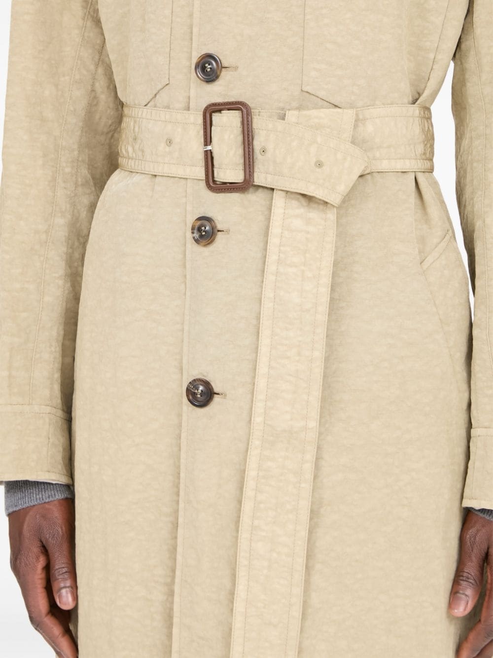 canvas belted trench coat - 7