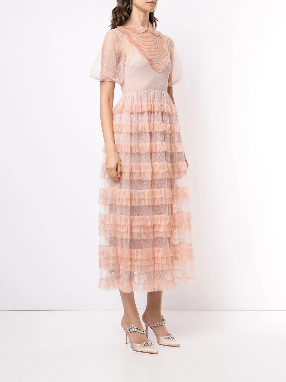 point d'esprit ruffled dress - 3