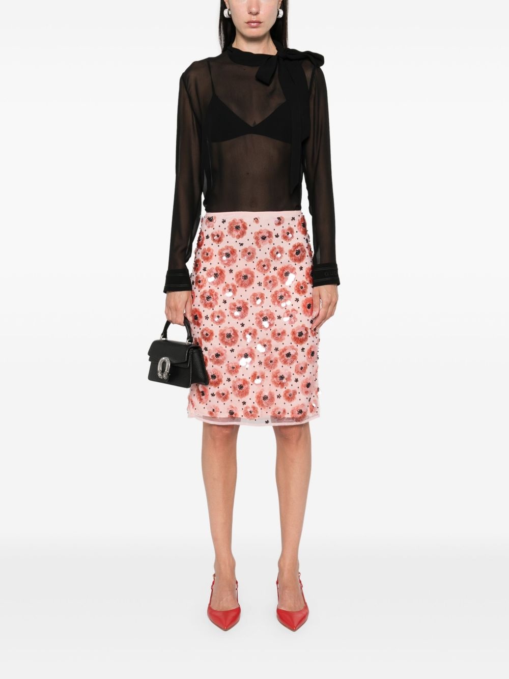 flower-sequins mini skirt - 2