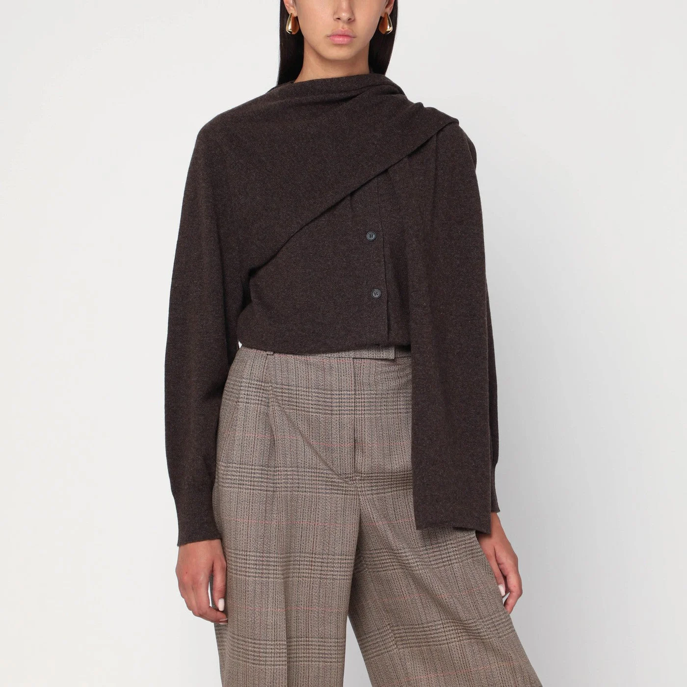 Clay mélange cashmere cardigan - 1