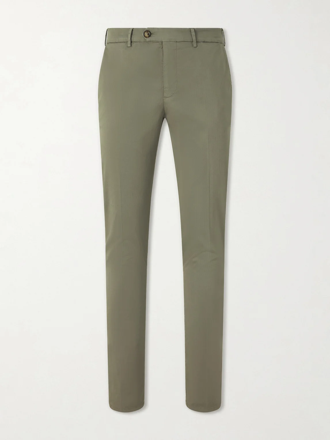 Slim-Fit Straight-Leg Stretch-Cotton Twill Trousers - 1