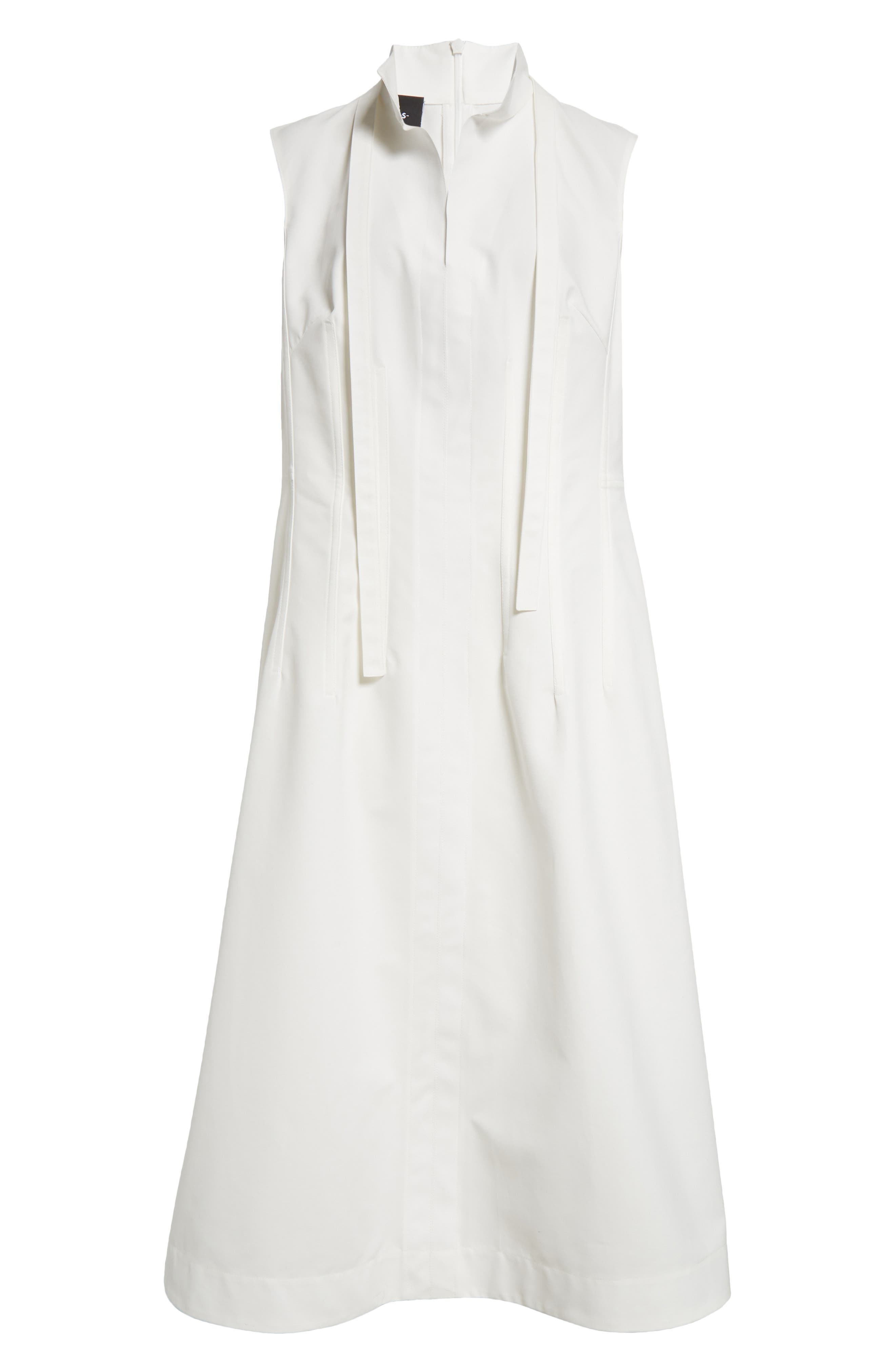 Akris Tie Neck Sleeveless Maxi Dress in Pure White at Nordstrom - 5