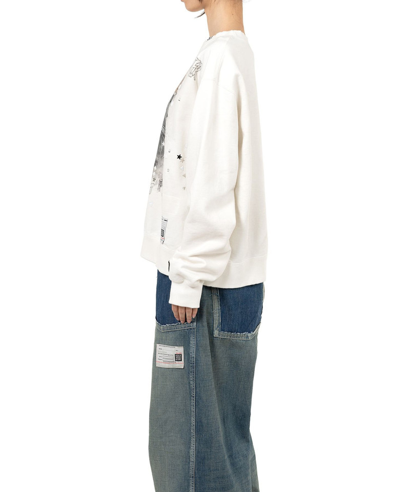 Cat Printed Embellished Distressed Sweatshirt 4