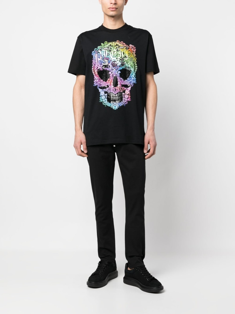 PHILIPP PLEIN rhinestone-embellished skull-print T-shirt outlook