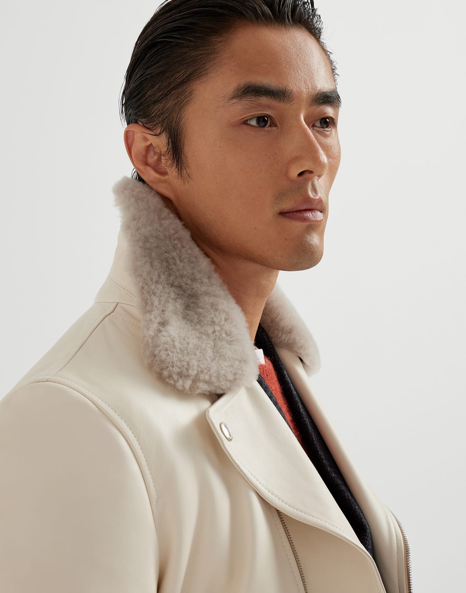 Nappa leather biker jacket with Thermore® padding and detachable shearling collar - 3