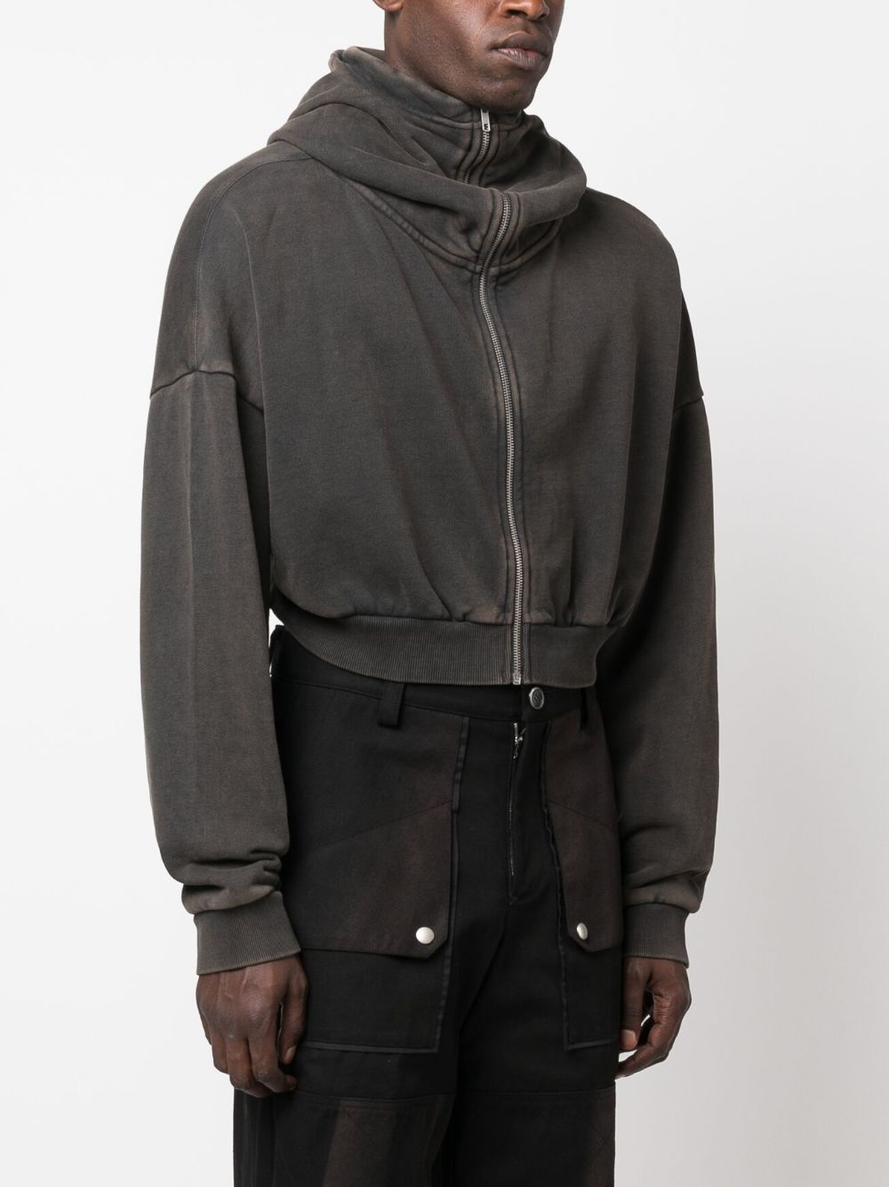 faded-effect zip-up hoodie - 4