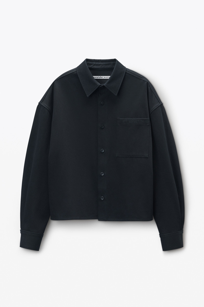 black cotton boxy button up shirt 1